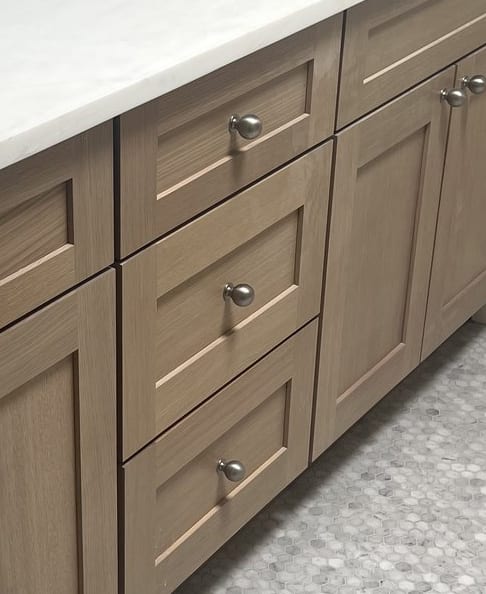 Stacked drawers with shaker fronts built to fit the run exactly