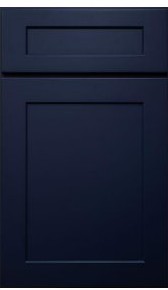 Blue painted cabinet finish